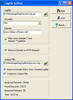 Screenshot of the Logfile Splitter